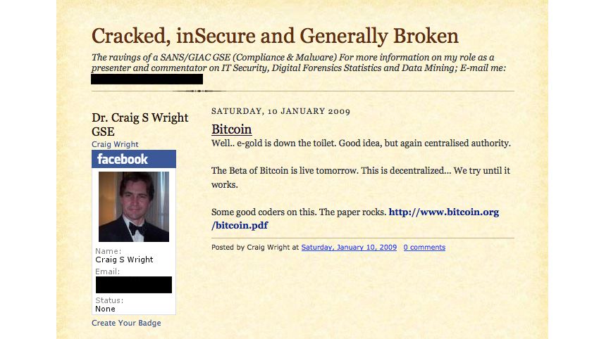 capture du blog de Craig Steven Wright