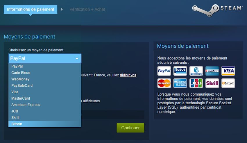 Steam adopte Bitcoin
